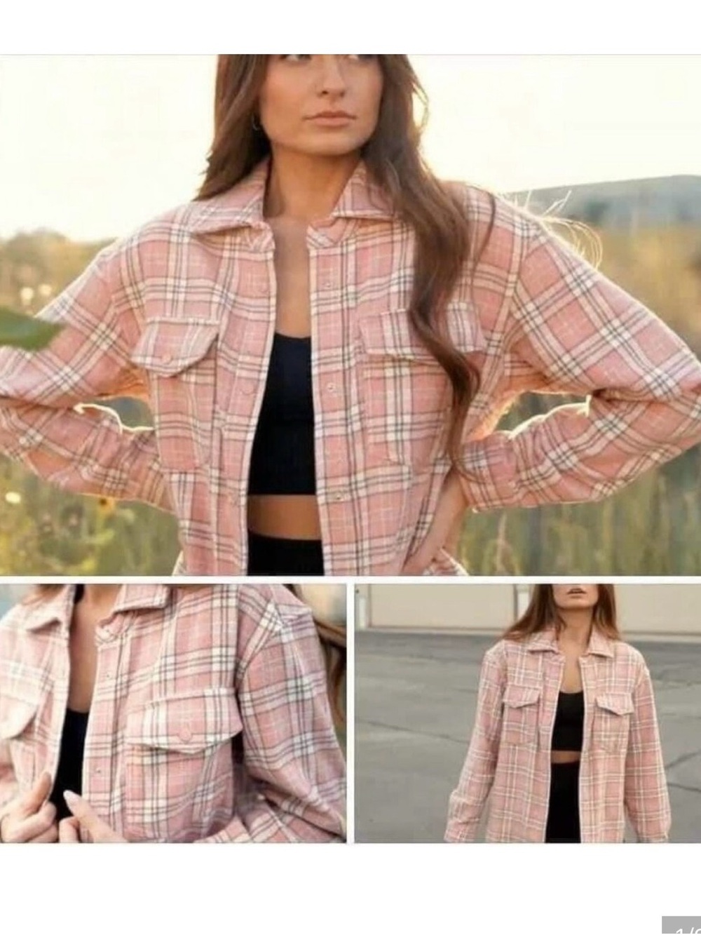 Zyia NWOT Pink Plaid Ashley Creek Snap Front Flannel Shirt Shacket Size XXL